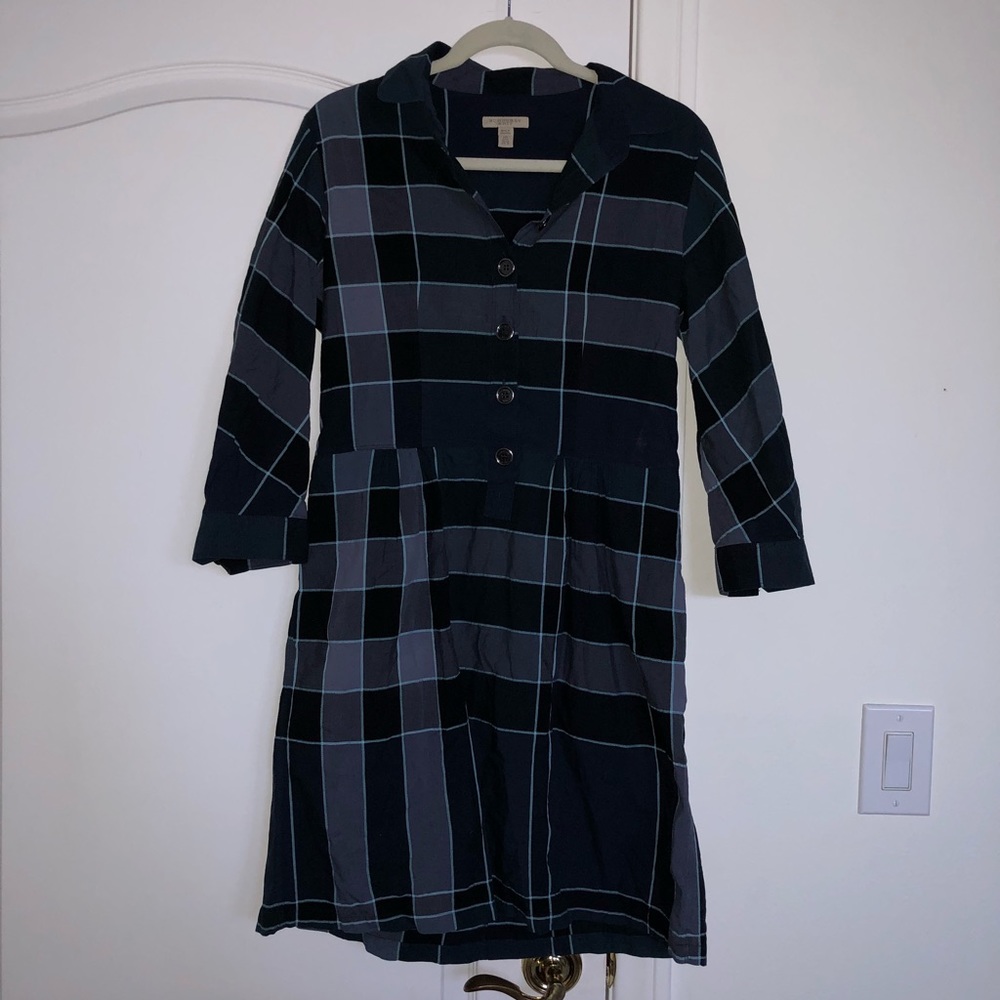 Burberry Brit navy plaid shirt dress